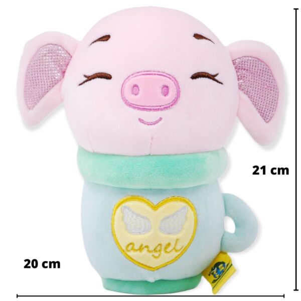 cerdo de peluche rosa en taza azul 2