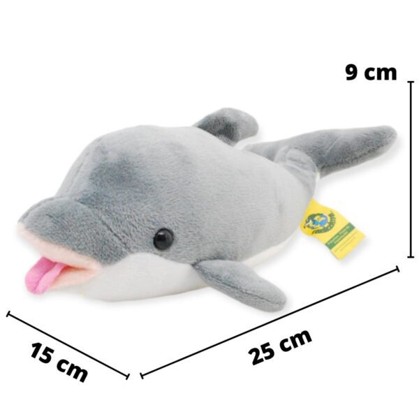 delfin de peluche gris lengua afuera 2