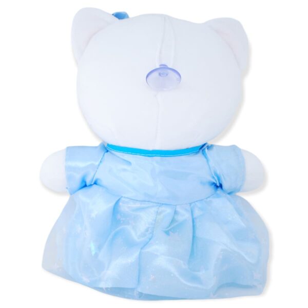 gatita de peluche blanca vestido azul y moño azul 3