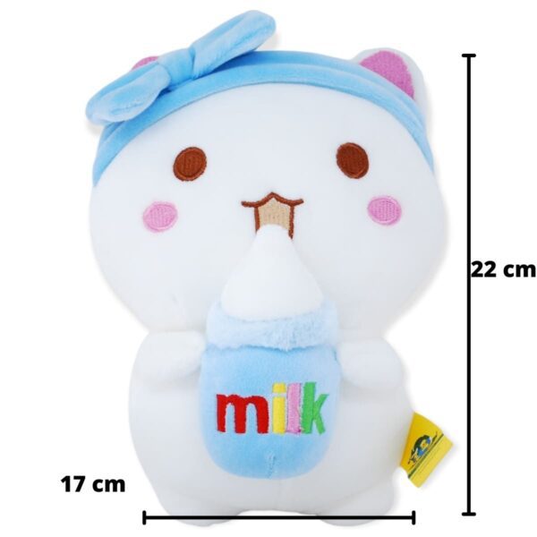 gato de peluche blanco biberon azul 2