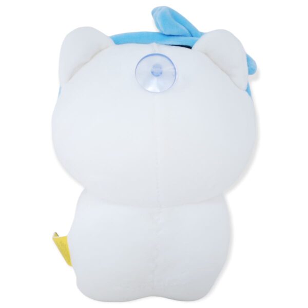 gato de peluche blanco biberon azul 4