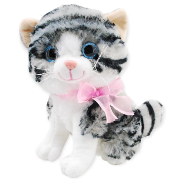 gato de peluche gris con negro