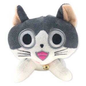 gato de peluche sonriente gris