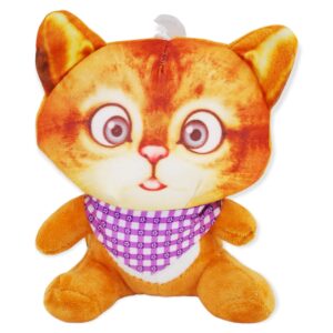 gato sorprendido de peluche naranja