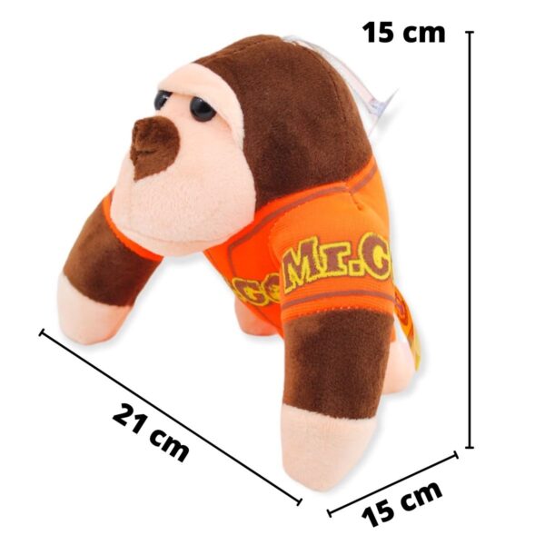 gorila de peluche café playera naranja 2