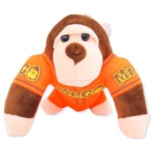 gorila de peluche café playera naranja