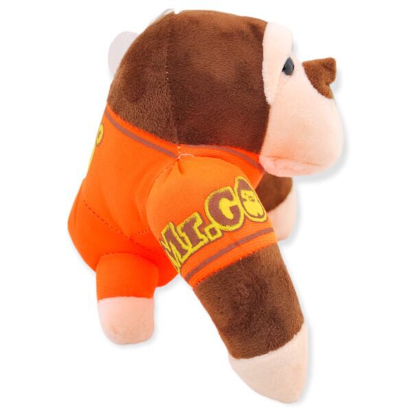 gorila de peluche café playera naranja 4