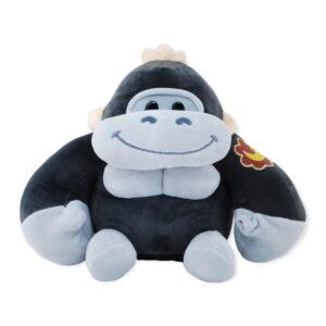 gorila de peluche negro sonriente