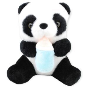 panda de peluche con biberón