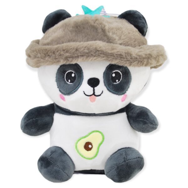 panda de peluche gorro café