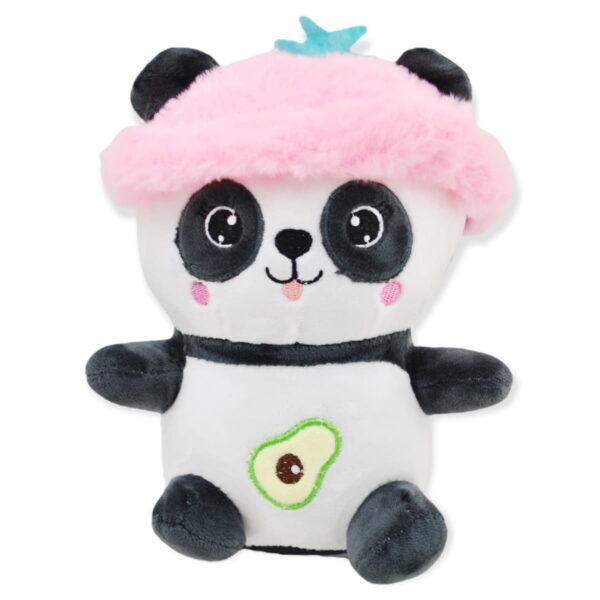 panda de peluche gorro rosa