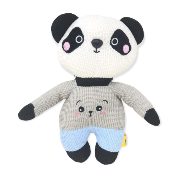 panda de peluche sueter gris pantalon azul