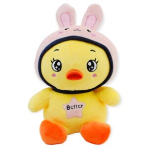 pato conejo de peluche amarillo con rosa