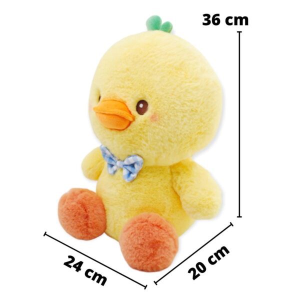 pato de peluche amarillo moño azul 2