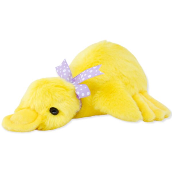 pato de peluche amarillo pañuelo morado con sonido