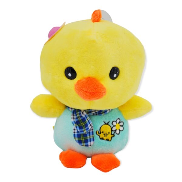 pato de peluche amarillo playera azul