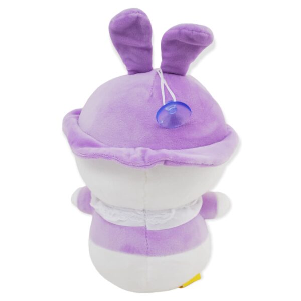 pato de peluche blanco gorro morado 3