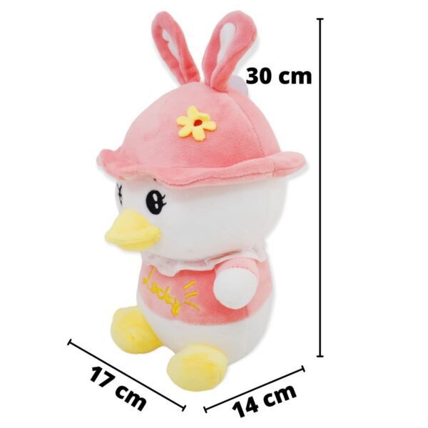 pato de peluche blanco gorro rosa 2