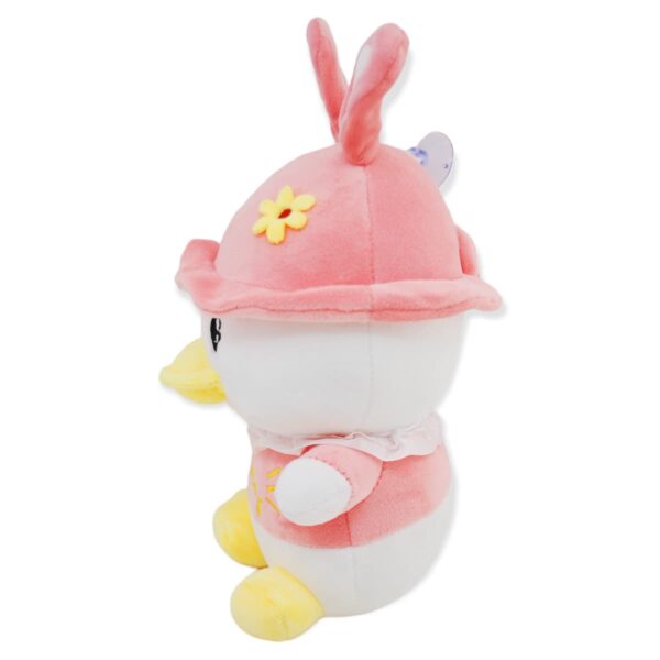 pato de peluche blanco gorro rosa 3