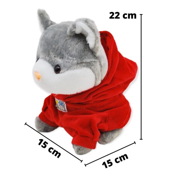 peluche de gato gris sudadera roja 2