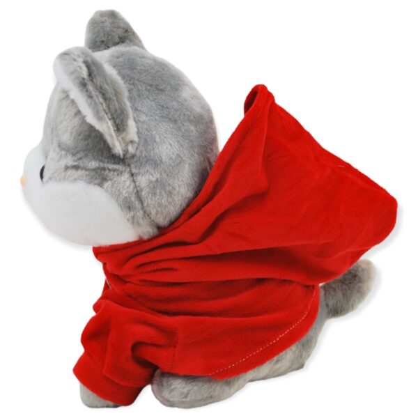 peluche de gato gris sudadera roja 3