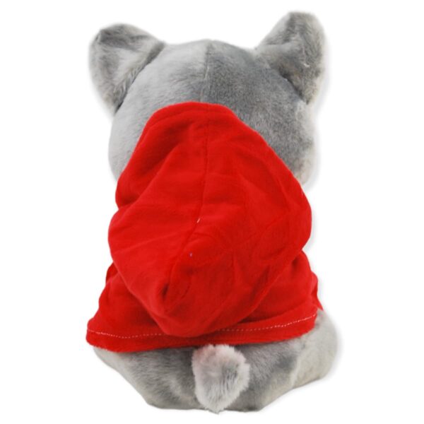 peluche de gato gris sudadera roja 4