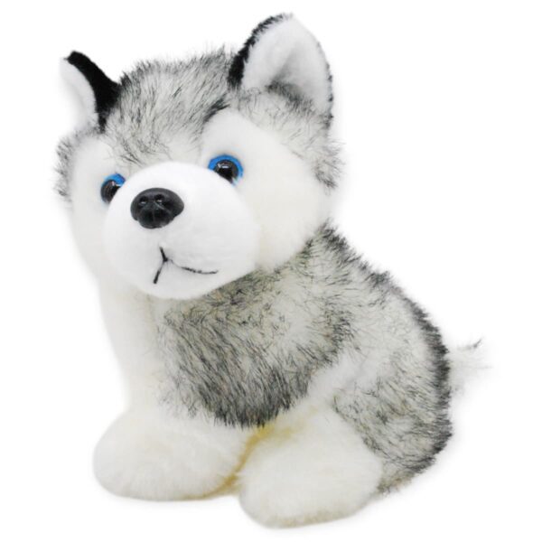 perrito de peluche husky bebe gris