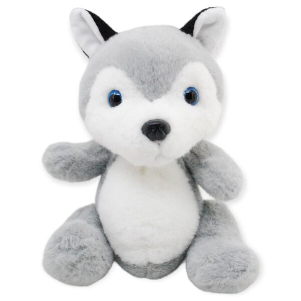 perrito de peluche husky de color gris