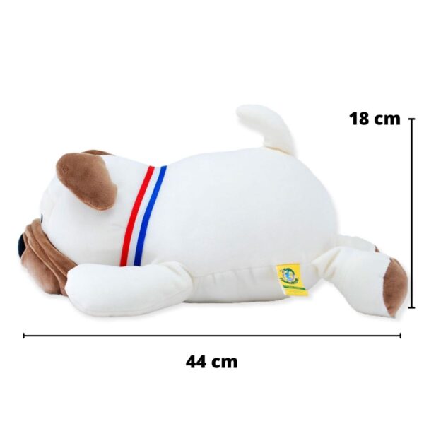 perro de peluche blanco con collar rojo y azul 2