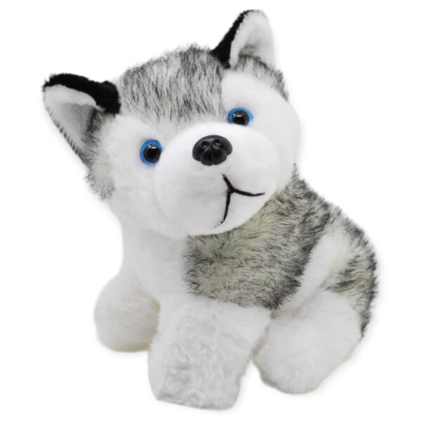 perro de peluche husky bebe color gris con sonido