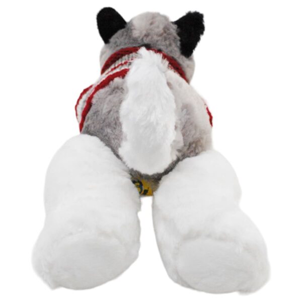 perro de peluche husky blanco con sueter rayado 3