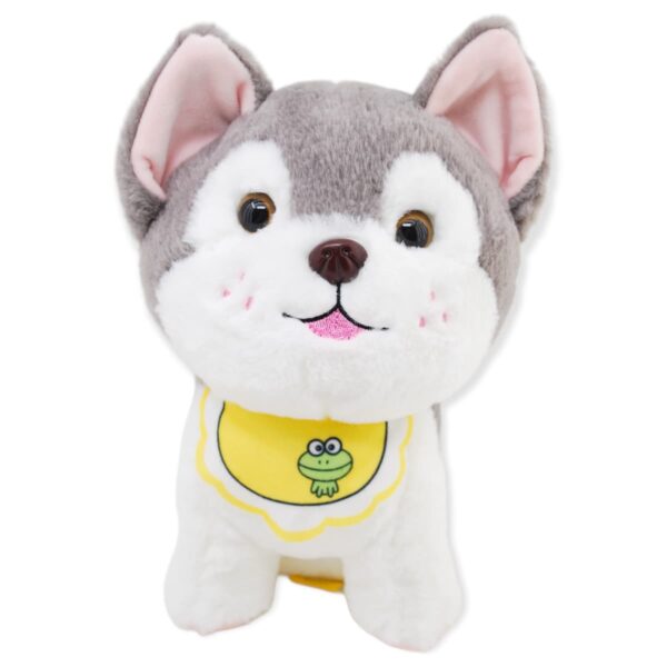 perro de peluche husky gris