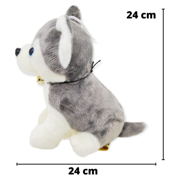 perro de peluche husky gris con collar 3