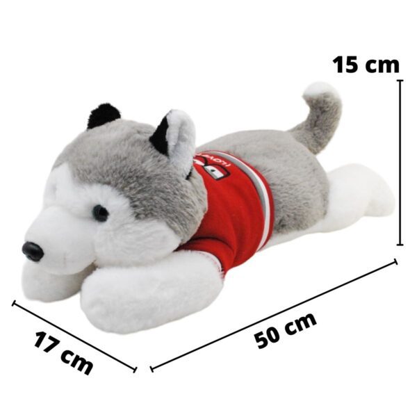 perro de peluche husky gris grande playera roja 2