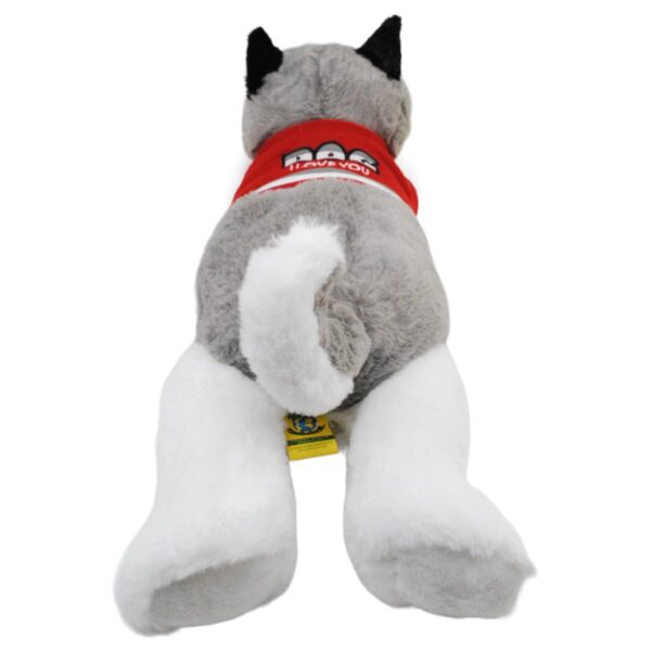 perro de peluche husky gris grande playera roja 3