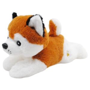 perro de peluche husky naranja