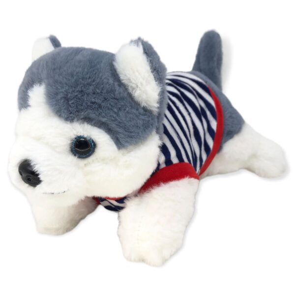 perro husky de peluche azul