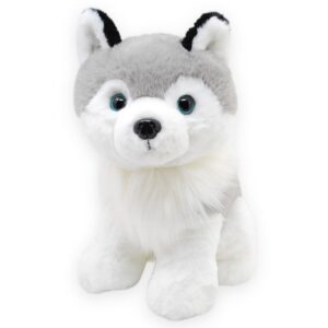 perro husky de peluche color gris tierno