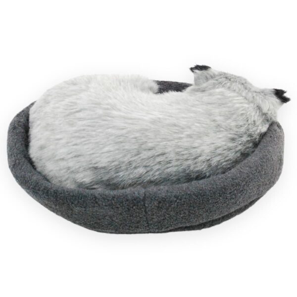 perro husky de peluche gris con sonido durmiendo 4