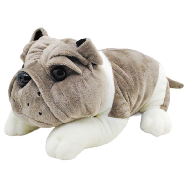 perro pug de peluche gris con sonido