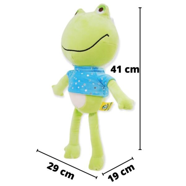 rana de peluche verde playera azul 2