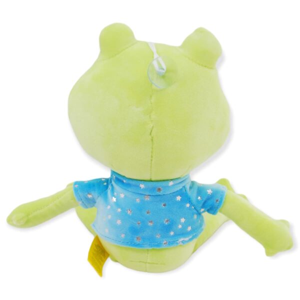 rana de peluche verde playera azul 4