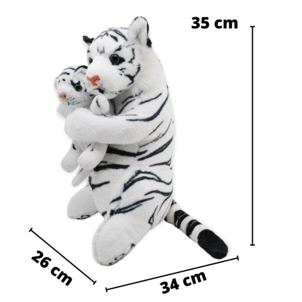 tigre de peluche blanco con bebe pequeño 2