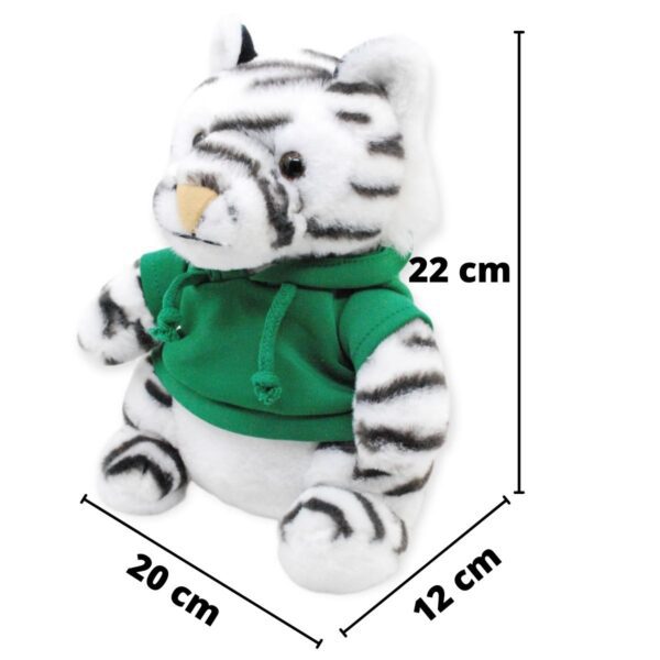 tigre de peluche blanco sudadera verde 2