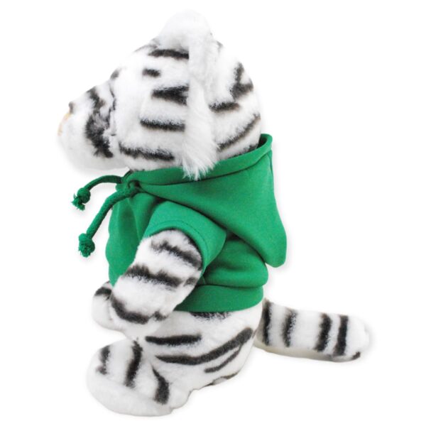 tigre de peluche blanco sudadera verde 3