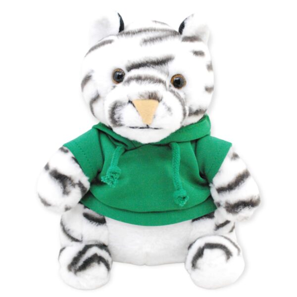 tigre de peluche blanco sudadera verde