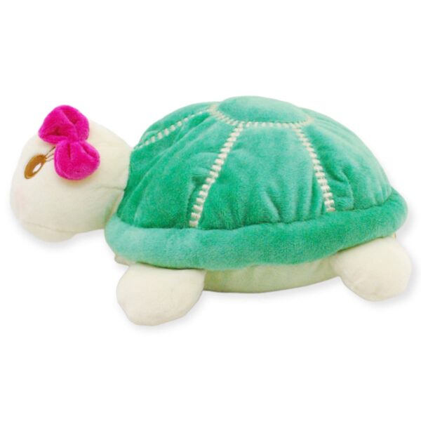 tortuga de peluche azul moño rosa 3