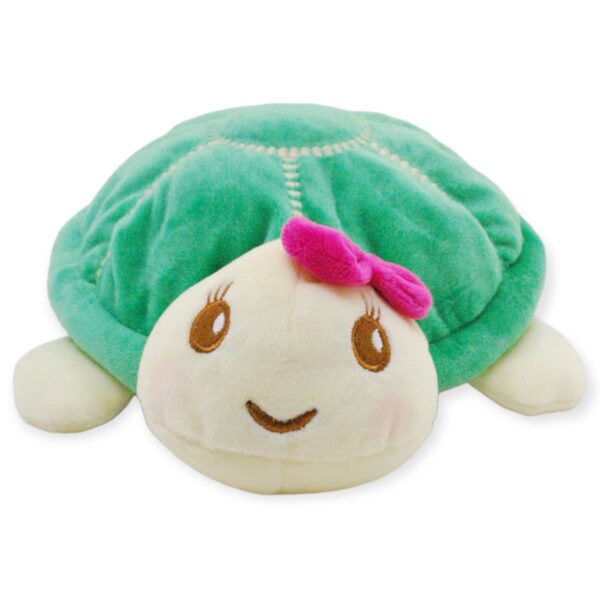 tortuga de peluche azul moño rosa