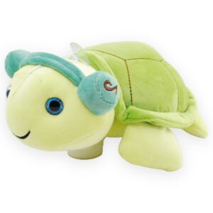 tortuga de peluche con audifonos azules