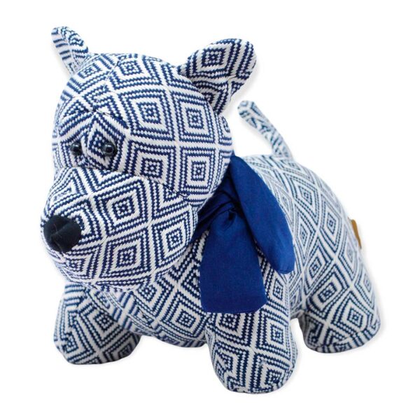 perro de peluche azul bufanda azul